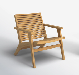 Fluid Silhouette Teak Wood Sun Lounger Ergonomic Reclined Slat <b>Bench</b> with Flat Timber Armrests - Product Image 1