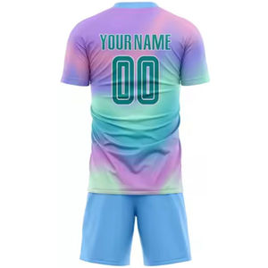 ชุดยูนิฟอร์มฟุตบอลทีมแบบกำหนดเอง พิมพ์ลายโลโก้ด้วยความร้อน คอวี แขนสั้น ระบายอากาศได้ดี - Product Image 6
