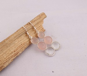 Vente en gros de boucles d'oreilles en argent sterling 925 avec quartz rose naturel, fabricant de bijoux en pierres précieuses, argent S925, quartz rose - Product Image 2