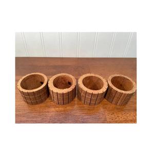 Ensemble de porte-serviettes en bois sculpté à la main avec grille et rail, supports de serviettes en bois texturé, décoration de table rustique, vente en gros - Product Image 1