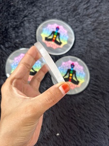 Best Quality White Selenite Natural Carved Charging Plate 3D Seven Chakra Symbol Sticker Shape <b>coaster</b> Meditation Chinese New - Product Image 2