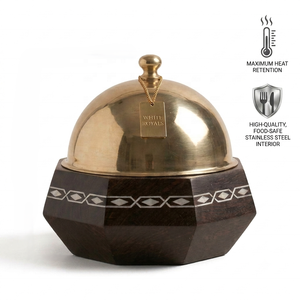 Artisan Food Warmer Server Hand Inlaid Nacre & Hexagonal Dark Timber Base Opulent Majlis & Ramadan Buffet Hotpot - Product Image 4