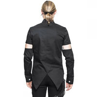 Chemise noire gothique punk pour homme avec manches amovibles, boucles cloutées et sangles en similicuir, haut streetwear