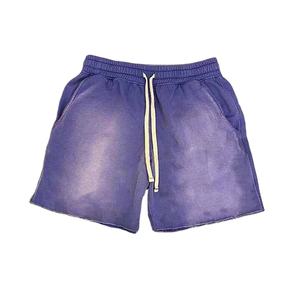 Pantalones cortos de algodón de rizo francés de alta calidad para hombres Custom Street Tie Dye Raw Hem Eco-Friendly para uso en el gimnasio - Product Image 1