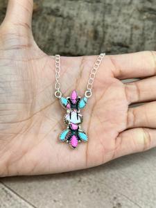 Collier artisanal en coton turquoise, argent sterling, style bohème du Sud-ouest, bijou statement, cadeau artisanal pour elle - Product Image 5