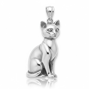 Pendentif chat en argent sterling 925, design personnalisé d'animaux mignons en 3D - Product Image 1