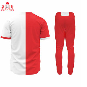 เสื้อเบสบอลสีแดงและสีขาวสำหรับผู้ชายพร้อมกางเกงเข้าชุด ชุดยูนิฟอร์ม วัสดุโพลีเอสเตอร์ระบายอากาศได้ดีสำหรับผู้ใหญ่ - Product Image 2