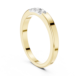 Anillo de Oro Amarillo de 18 Quilates con Tres Diamantes Redondos Cultivados en Laboratorio, Chapado en Rodio, para Uso Diario, Regalo Glamuroso de San Valentín para Mujer - Product Image 3