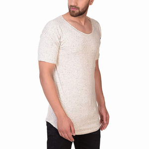 <b>Men's</b> <b>Longline</b> <b>T</b> <b>Shirt</b> Custom Crew Neck Streetwear 100% Cotton Tee Wholesale Supplier Extended Length <b>T</b> <b>Shirt</b> Patch On Left Side - Product Image 3