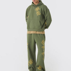 WARPRO INDUSTRY Chándal con Capucha Verde para Hombre, Manga Larga, Corte Regular, 100% Algodón, 2 en 1, Forro Polar, Cierre de Cremallera, Ropa Casual de Otoño - Product Image 3