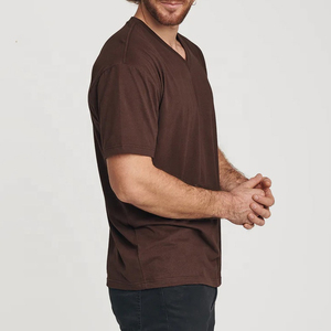 T-shirt en coton uni pour homme, col en V, design classique, vêtements décontractés pour homme, hauts, tee-shirt - Product Image 3