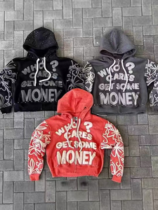 เสื้อฮู้ดซิปแบบยูนิเซ็กซ์ รุ่นหนาพิเศษ สำหรับงานปักคริสตัล สไตล์ Y2K ทรงโอเวอร์ไซส์ แบบครอป สตรีทแวร์ ผ้าฝ้าย 100% ระบายอากาศได้ดี - Product Image 2