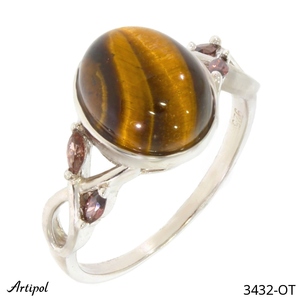 Anello 3432-OT in vero Occhio di Tigre - Argento rodiato - stile francese europeo - Product Image 2