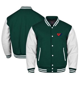 Chaqueta Varsity Verde y Blanca para Hombre, Chaqueta Letterman con Logotipo Personalizado, Estilo Universitario, Corte Regular, Ropa Exterior de Invierno para Gimnasio y Entrenamiento - Product Image 1