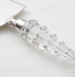 Stainless Steel <b>Cake</b> <b>Server</b> With Faceted Clear Crystal Handle Triangle Spatula Knife For Home And Party Use - Product Image 2