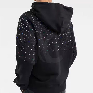 Sudadera con capucha de mezcla de algodón con pedrería, estilo casual y elegante, diseñada para looks modernos y comodidad diaria. - Product Image 3
