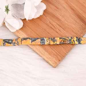 Natural Bumble Bee Jasper Gemstone Trendy Geometric <b>Stretch</b> <b>Bracelet</b> Handmade Beaded Jewelry for Unisex Gift - Product Image 3