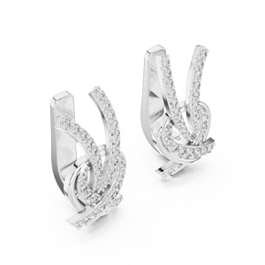 Boucles d'oreilles uniques en diamants ronds cultivés en laboratoire, avec fermoir à clip, serties en or blanc 18 carats, pour usage quotidien, soirées, ou comme cadeau pour femme. - Product Image 3