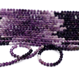 ลูกปัดซูกิไลต์ทรงรอนเดลเหลี่ยมเพชรพลอยขนาด 2 มม.-3 มม. เกรด AAA+ สีม่วงธรรมชาติ หลายเฉดสี ลูกปัดพลอยกึ่งมีค่าสำหรับทำเครื่องประดับ - Product Image 2