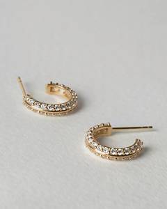 Pendientes de Aro Abiertos de Plata de Ley 925 con Pavé de Moissanita y Diamantes Chapados en Oro para Mujer, Regalo - Product Image 2