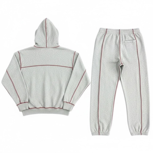 Up felt Custom Men's Heavyweight Fleece Tracksuit Contrast Stitching Hoodies and <b>Joggers</b> <b>Set</b> High Quality Streetwear Sweatuit - Product Image 2