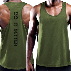 Débardeurs pour hommes à séchage rapide en Spandex/Coton tricoté, col en V, style streetwear, personnalisables pour la gym et l'entraînement - Product Image 3
