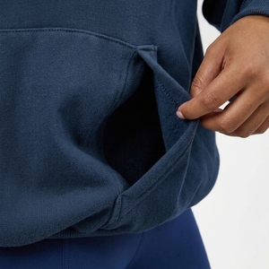 Oversized Crop Hooded <b>Sweatshirt</b> Cartoon <b>Navy</b> Blue Fleece Unisex Regular Sleeve Pocket Design Spring Digital Printing - Product Image 3
