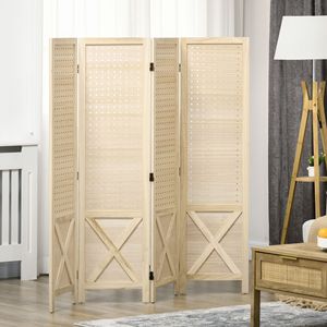 Divisorio per Stanza in Legno Artigianale a 4 Pannelli, 1,43 m, Pieghevole, Schermo per la Privacy, Espositore a Pannelli Forati per Casa e Ufficio, Stile Religioso - Product Image 2