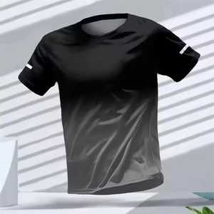 Camiseta Deportiva de Tenis para Hombre, Cuello Redondo, Manga Corta, Color Degradado, Absorbe la Humedad, Ajuste Atlético, 100% Poliéster - Product Image 2