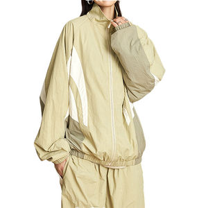 Veste coupe-vent légère à blocs de couleur pour hommes, veste de sport décontractée à fermeture éclair intégrale avec col montant et poignets élastiques - Product Image 5