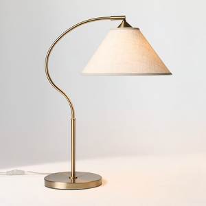 Lampe de bureau moderne en laiton, lampe de lecture réglable, abat-jour en tissu blanc cassé, lumière blanche chaude 3500K, décoration de la maison, chambre à coucher, salon - Product Image 1