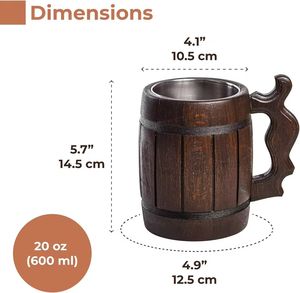 Tasses en bois durables, solides et artisanales, finition naturelle, réutilisables, pour boissons, collection pour restaurants, cafés et salles à manger - Product Image 5