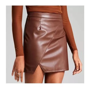 Jupe en cuir vintage personnalisée pour femme, respirante, en cuir véritable, taille naturelle, décontractée, coupe trapèze, lavable - Product Image 3