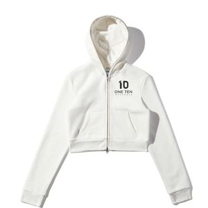 เสื้อฮู้ดครอปซิปเต็มตัว สีขาว ทรงโอเวอร์ไซส์ สไตล์สตรีทแวร์ สำหรับผู้หญิง มีซิปด้านหน้า แฟชั่นลำลอง - Product Image 2
