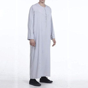 Robe longue ample en coton et lin pour homme, style musulman, manches longues, Kaftan Jubba Thobe - Product Image 3