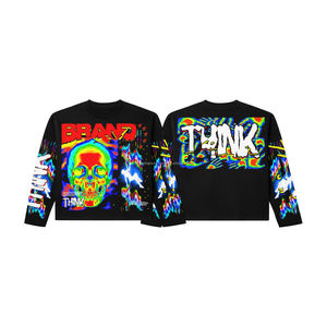 Camisetas Cortas de Lujo Vintage Personalizadas con Pedrería, de Alta Calidad, con Lavado Ácido y Efecto Desgastado, Talla Grande para Hombre - Product Image 1