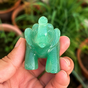 Green Aventurine <b>Elephant</b> Figurine Hand Carved Crystal <b>Elephant</b> Lucky Trunk Up Gemstone <b>Decor</b> 2 Inches - Product Image 2