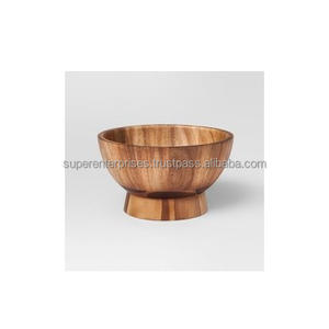 Tazón de madera artesanal para servir ensaladas, frutas y almacenar alimentos, con un acabado natural y suave, ideal para cenas elegantes. - Product Image 3