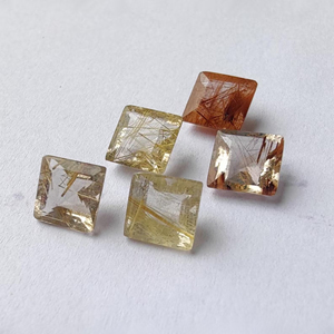Piedra Preciosa Natural de Rutilo Dorado, Corte Cuadrado Facetado, Piedra Suelta Calibrada para Joyería - Product Image 2