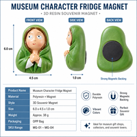 Imán de nevera 3D personalizado con figura artística de resina, artesanía única para regalos de museo, tiendas de souvenirs y vendedores de mercancía de galería.