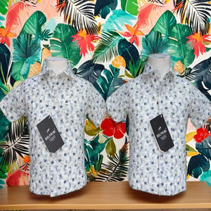 Dernière conception de chemises hawaïennes à manches longues pour garçons en tissu de coton polyester prix de gros pour les enfants - Product Image 1