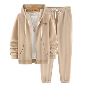 Urban Men Winter Casual Eco-Friendly Hooded Drawstring Tracksuit Set Soft Lightweight Gym Training <b>Suit</b> Running Sportswear - Product Image 1
