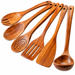 Juego de Utensilios de Cocina de Madera Premium Personalizados al por Mayor, Cucharas de Madera y Espátulas para Restaurantes y Suministros para el Hogar - Product Image 5