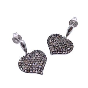 1.66 Cttw Brown Diamond Dangle Earrings 925 Sterling Silver, Round Cut Natural Diamond <b>Drop</b> Earrings for Women, Push <b>Back</b> - Product Image 1