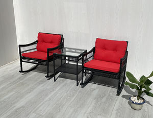 RK00065 Modern Style High Quality 3-Piece Outdoor <b>Garden</b> <b>Furniture</b> Set Wicker Rocking Chair Steel Frame Tempered Villa Hotel - Product Image 3