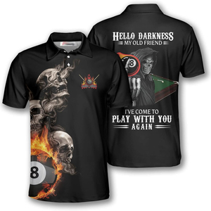 Polo de billard pour homme à manches courtes, imprimé numériquement, respirant, décontracté, avec motif boules et queues de billard - Product Image 2