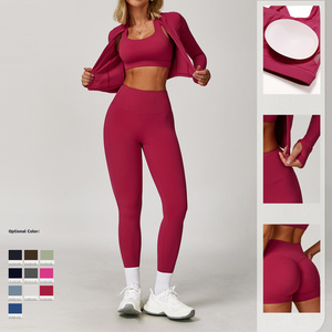 Ensemble de yoga 4 pièces pour femme, prix de gros, dernier style, très vendu, anti-rides, respirant, durable, en Spandex/Polyester, ajustable - Product Image 6