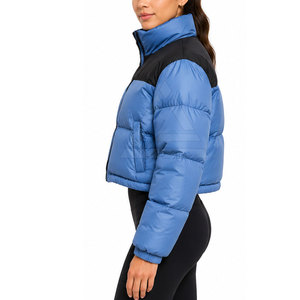Custom Women Cropped Puffer <b>Jacket</b> With Modern <b>Quilted</b> <b>Pattern</b> Insulated Fabric For Cold Weather Streetwear And Daily Use - Product Image 6