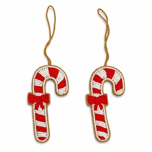 Porte-clés en acrylique fait main avec perles en forme de canne à sucre, pendentif de sac à main de Noël, ornement de sapin de Noël, cadeau de fête - Vente en gros - Product Image 1