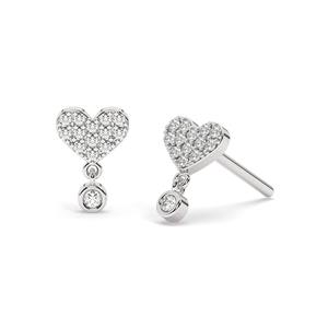 Boucles d'oreilles de luxe en or massif 14K, motif cœur serti de diamants micro-pavé, cadeau élégant pour fête de remise de diplôme - Product Image 1